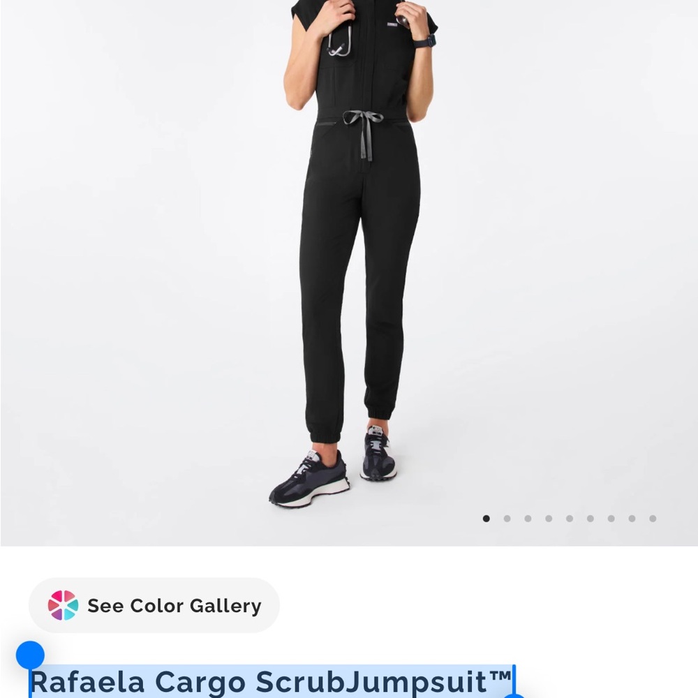 Figs Black Cargo Scrub Jumpsuit sz small
